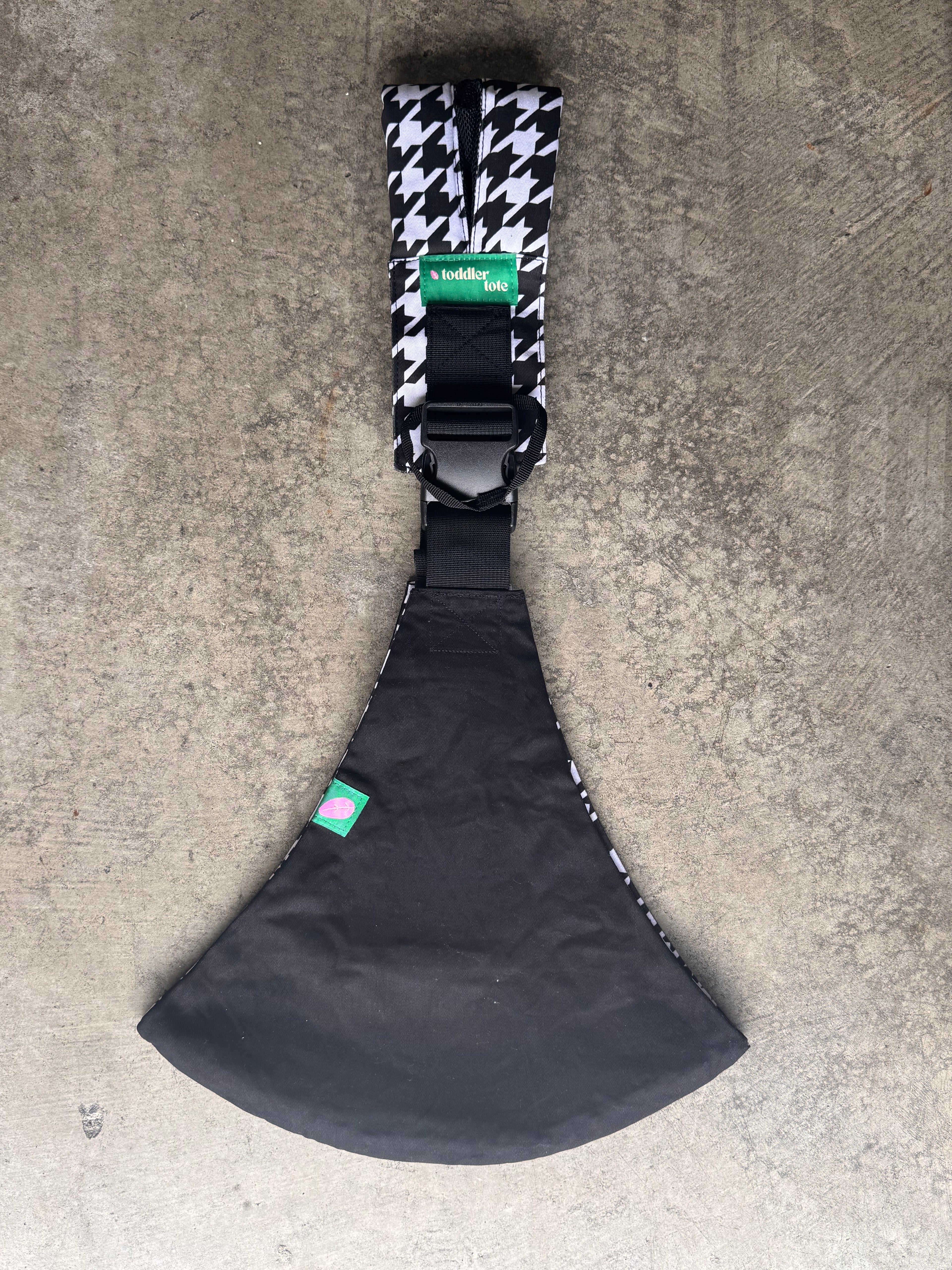 Houndstooth & Black Toddler Tote | Reversible Carrier