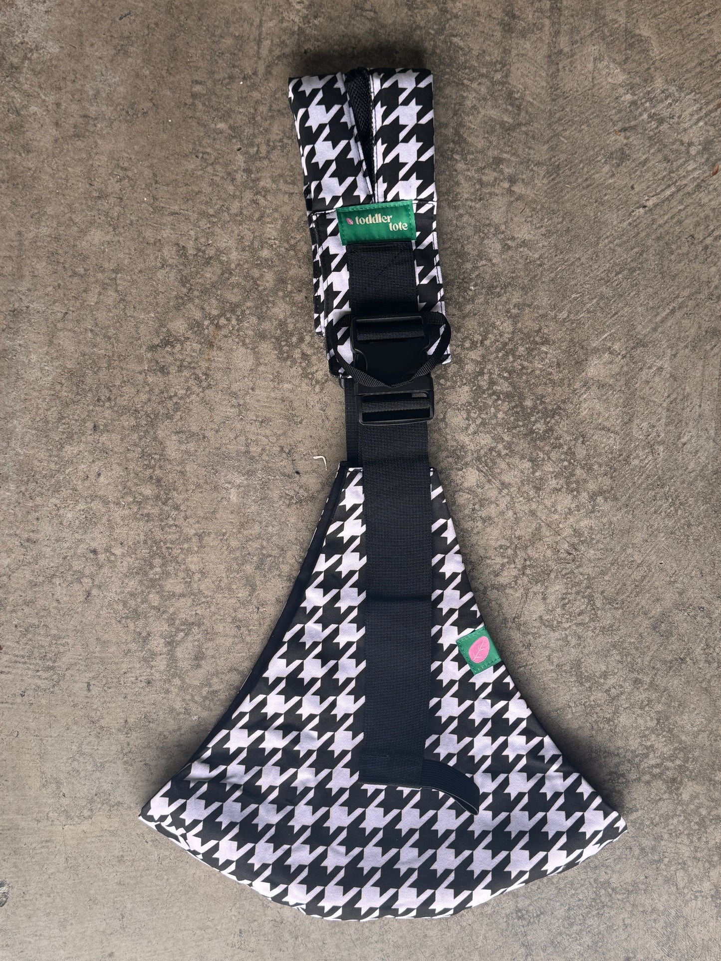 Houndstooth & Black Toddler Tote | Reversible Carrier